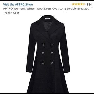 Double breasted black wool blend trench-coat